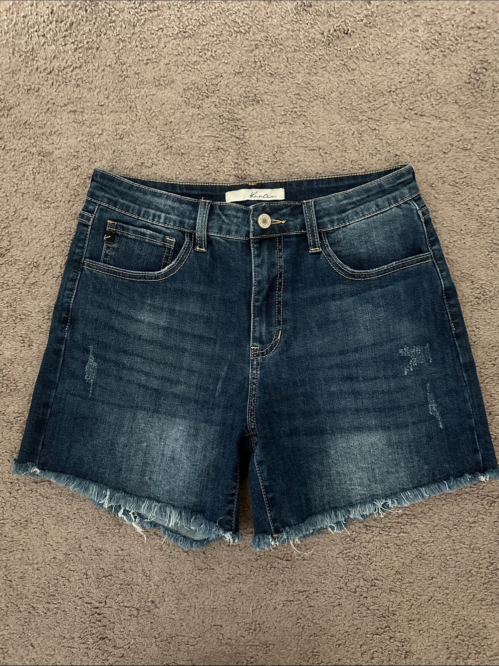 KanCan Dark Blue Distressed Denim Jean Shorts